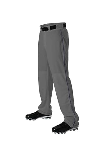 Alleson Athletic Men's Baseball Pants with Braid, Charcoal/Navy, X-Large