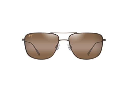 Maui Jim Men's Mikioi Polarized Square Sunglasses, Satin Sepia/Hcl Bronze Polarized, Medium Fit