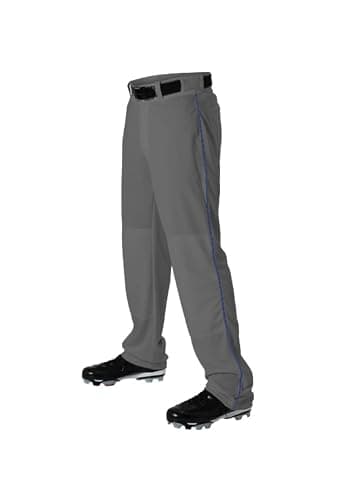 Alleson Athletic Men's Baseball Pants with Braid, Charcoal/Royal, Small