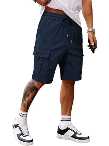 JMIERR Mens Classic Black Cargo Shorts Classic Loose Fit Big & Tall Summer Work Short with 5 Pockets, 3XL, Dirty Blue