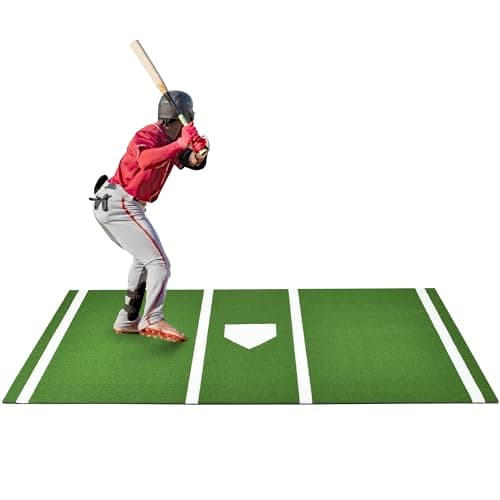 Shopsource Baseball Batting Mat, 10 x 3.8 FT Softball Hitting Mat, Upgraded Anti-Slip Mat with Stitched Embroidery Turf, Softball Baseball Training Mat with Home Plate Batters Box for Indoor Outdoor