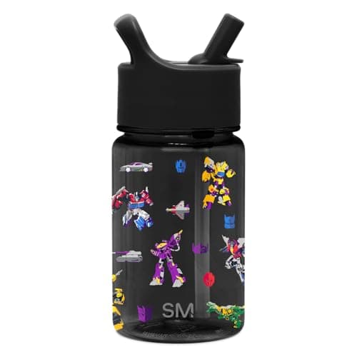 Simple Modern Transformers Kids Water Bottle Plastic BPA-Free Tritan Cup with Leak Proof Straw Lid | Reusable and Durable for Toddlers, Girls and Boys | Summit Collection | 12oz, Block Nation