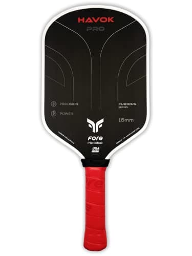 Havok Pro Pickleball Paddle: Carbon Fiber Surface for Enhanced Power, Precision and Maximum Spin - Large Sweet Spot and USAPA Approved - Red