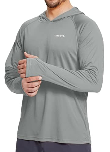 baleaf Men's Sun Protection Hoodie Shirt UPF 50+ Long Sleeve UV SPF T-Shirts Rash Guard Fishing Swimming Lightweight Gray XXL