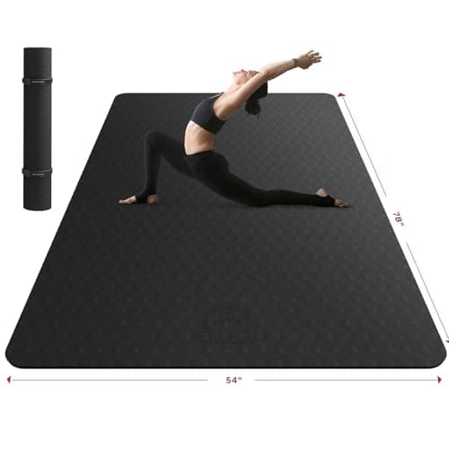 HAPBEAR Extra Large Yoga Mat - 78"x54"x6mm (1/4 inch), Non-Slip, Durable, Eco-Friendly, Thick Wide Exercise Mat for Home Workouts, Yoga, Pilates, Stretching, Meditation (Barefoot Exercise)