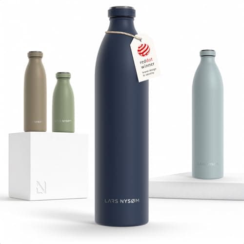 LARS NYSØM Stainless Steel Insulated XL Water Bottle 12oz 17oz 25oz 34oz 51oz | Insulated Thermo Flask for Hot and Cold Beverages | Leakproof Drinking Bottle (Midnight Blue, XL 50.7oz)
