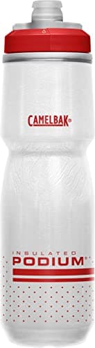 CamelBak Podium Chill Insulated Bike Squeeze Water Bottle, Cold Retention for Cycling, 24oz, Fiery Red/White