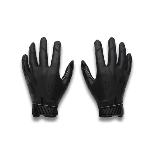 Under Armour Boys' Blur Pee Wee Football Gloves, (001) Black/Black/Metallic Gun Metal, One Size Fits Most