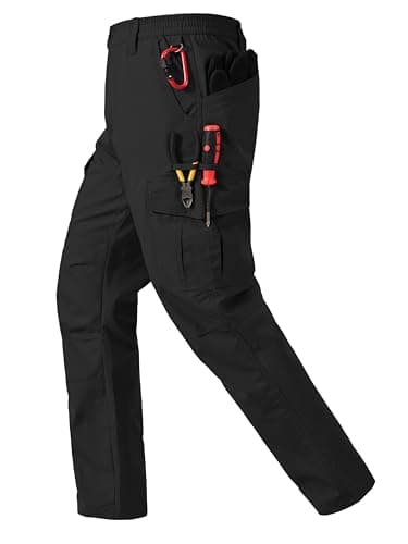 CNBQDD Work Pants for Men Ripstop Tactical Pants Water Resistant Breathable Cargo Work Pants for Men Outdoor Hiking Pants with 7 Pockets Black 34Wx32L