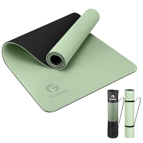 Yoga Mat Non Slip, Eco Friendly Fitness Exercise Mat with Carrying Strap,Pro Yoga Mats for Women,Workout Mats for Home, Pilates and Floor Exercises (Matcha Green/Black, Thickness-6mm)