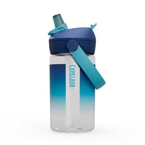 CamelBak Thrive Flip Straw Kids Water Bottle with Bite Valve, Tritan Renew Design for School and Travel, 14oz, Blue Haze