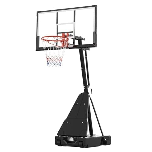 Basketball Hoop Outdoor 48 Inch Shatterproof PC Backboard, 4.92-10FT Stepless Adjustable Height, Portable Basketball Hoop with Wheels for Backyard, Driveway and Court