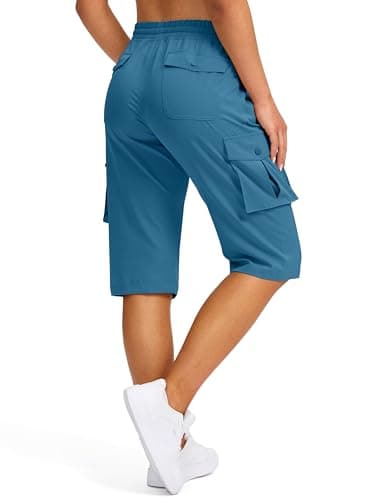 Viodia 15" Long Shorts for Women Hiking Cargo Bermuda Shorts Lightweight Quick Dry Knee Length Capris for Summer Travel Fishing
