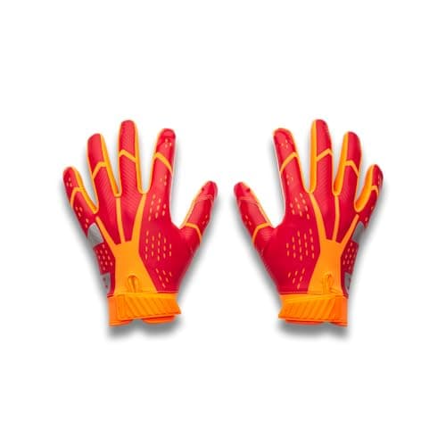Under Armour Men's Blur Football Gloves, (825) Blaze Orange/Red/Metallic Silver, Medium