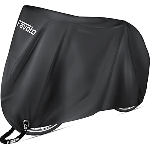 Favoto Bike Cover Waterproof Outdoor Storage for 1 or 2 Bikes Bicycle Cover Heavy Duty Rain Sun UV Dust Wind Proof with Storage Bag Bike Tarp for EBike Mountain Road City Bike, Black