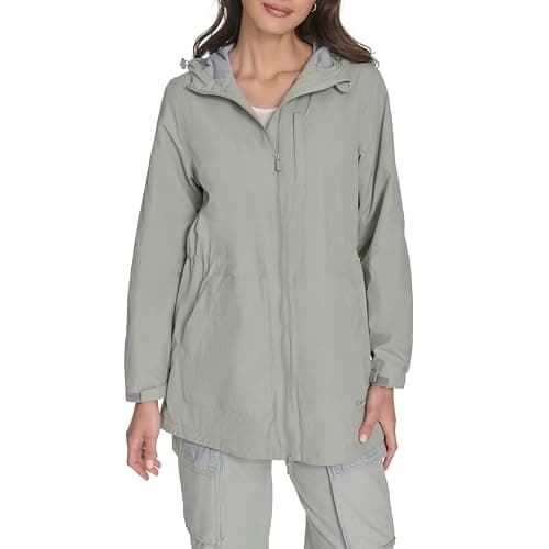 Champion Women's Hooded Cinch Waist Rain Jacket, Wrought Iron, X-Small