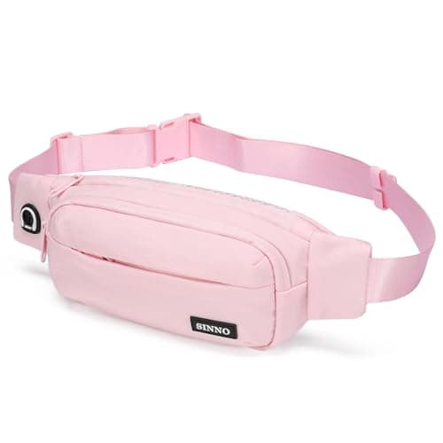 SINNO Pink Fanny Packs for Women Cross Body Belt Bag Gifts for Running Sport Workout Hiking Travel Walking Waist Pack Phone Bags Wallets Purse Carrying All Phones
