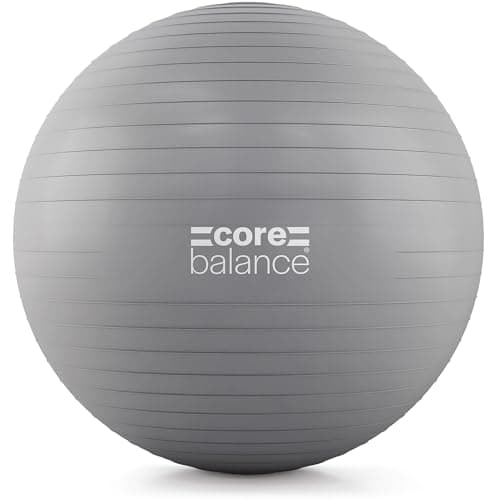 Core Balance Exercise Ball for Workouts, Anti-Burst and Slip Resistant, Swiss Yoga Ball for Pregnancy, Stability, Fitness and Physical Therapy, 4 Sizes, with Pump (25" / 65cm Grey)