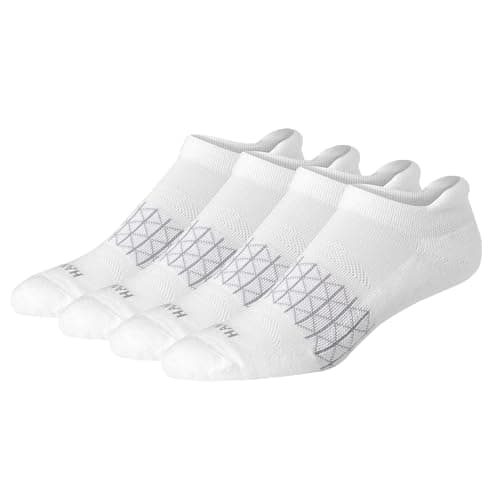 Hanes Men's Absolute Active Cushioned Heel Shield Socks, Moisture Wicking Socks, Seamless Toe, 4-Pack