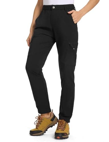 TBMPOY Women's Hiking Cargo Pants Lightweight Water Resistant Quick Dry Fishing Camping Travel Work Pant with 6 Pockets Black S