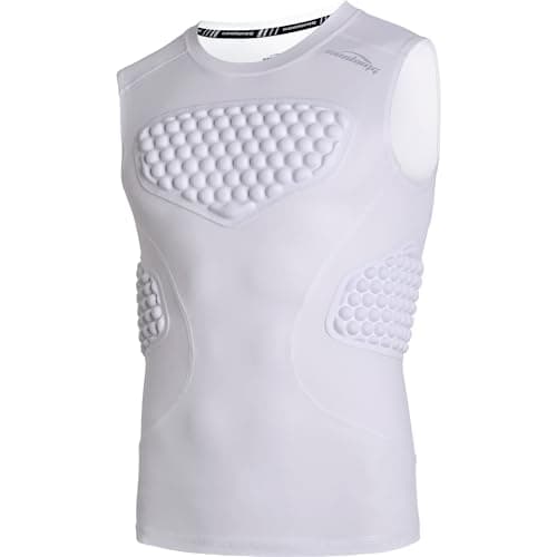 COOLOMG Youth Baseball Padded Shirt Kids Chest Protector Rib Heart Guard Sternum Protection for Football Softball Lacrosse Goalies Pure White M