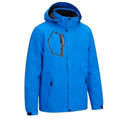 Kugnala Men's Rain Jacket Waterproof Raincoat Hood Lightweight Windproof Windbreaker Jackets for Men Outdoor Hiking Cycling Travel Blue 2XL
