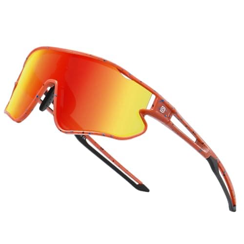 DUCO Kids Sunglasses Youth Baseball Sun Glasses Lightweight TR90 Frame UV400 Sports Cycling Shades for Boys Girls DK268 (Orange Frame Black Temple Revo Orange Lens)