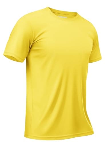 TACVASEN Shirts for Men's Short Sleeve Rash Guard Swim Shirts Sun Protection UV Athletic Workout Shirts Dry Quick Dry Fit Running Tee Yellow XL