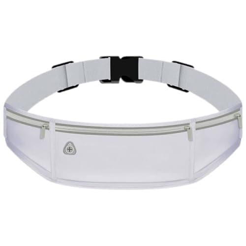 Slim 3-Pocket Running Waist Pack for Women & Men – Lightweight Stretch Sports Belt Bag, Fits Phones up to 7.2", Adjustable 60-120cm, Outdoor Fitness & Travel (Light Purple)