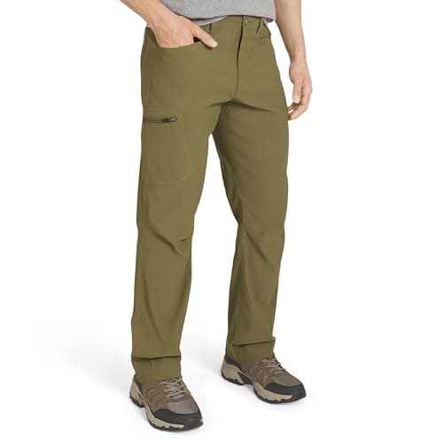 Eddie Bauer Men's Athletic Fit Fixed Waist Active Performance Rainier Pants, Olive Green, 32W x 32L