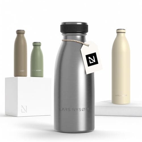 LARS NYSØM Stainless Steel Insulated Water Bottle 12oz 17oz 25oz 34oz 51oz | Insulated Thermo Flask for Hot and Cold Beverages | Leakproof Drinking Bottle (Stainless Steel, 11.9oz)