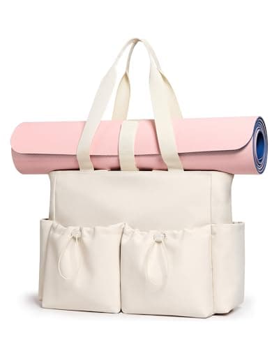 KALIDI Yoga Tote Bag for Women with Zipper Large Shoulder Bag Handbag with Pockets for Travel Vacation Work Gym Workout