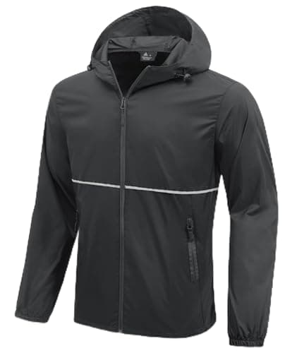 ZITY Ultra Lightweight Rain Jacket for Men Waterproof Breathable Raincoat with Hood for Outdoor Cycling‌ Dark Grey XXL