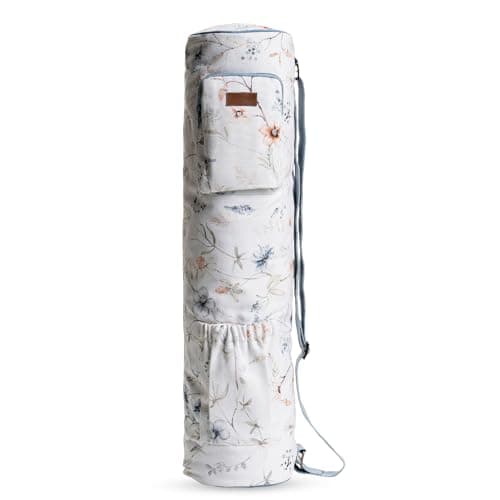 Maison d' Hermine Yoga Mat bag Cylindrical bag for Woman & Men yoga mat Bag & Adjustable shoulder straps Yoga Mat Carrier Bag with Water Bottle Pocket Mothers Day Gifts - Ice Florals