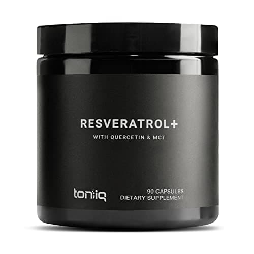 Toniiq 500mg Resveratrol Blend - Ultra High Purity and 3rd Party Tested - with MCT Oil for Added Bioavailability - Optimal NAD Supplement