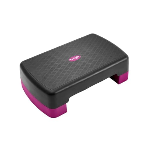 Yes4All Aerobic Exercise Step Platform, Exercise Stepper with Risers for Cardio and Strength Training, Workout Stepper for Home Gym (Purple Black, Small Size)