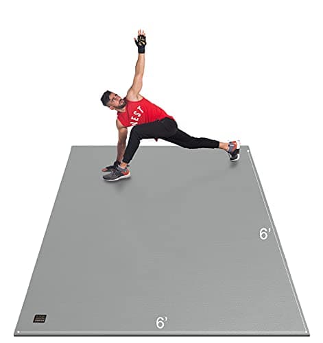 GXMMAT Large Exercise Mat 6'x4'/6'x5'/6'x6'(7mm), Thick Workout Mats for Home Gym Flooring, Extra Wide Non-Slip Durable Cardio Mat, Shoe Friendly, Perfect for Plyo, MMA, Jump Rope, Weights, Fitness