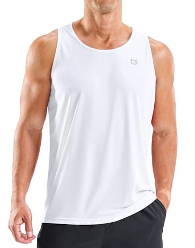 G Gradual Beach Tank Tops for Men UPF50+ Dry Fit Summer Sleeveless Shirts Mens Workout Shirt for Swimming, Running, Athletic(White, XL)