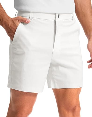 G Gradual Men's Golf Dress Shorts 5"/ 7"/ 9" Stretch Casual Work Flat Front Shorts for Men with 3 Pockets Quick Dry(White,L5 W40)