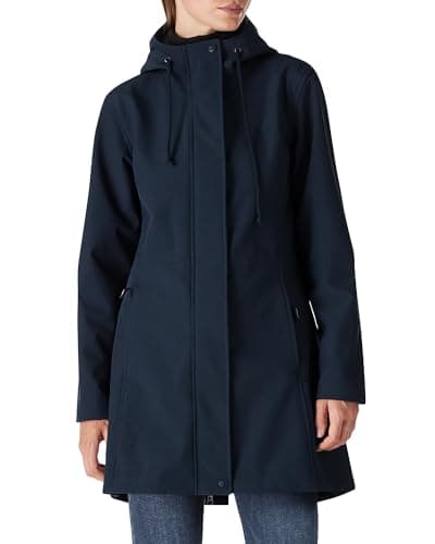 Outdoor Ventures Women's Lightweight Waterproof Fleece Lined Hooded Softshell Rain Jacket, Warm Windbreaker Long Coat