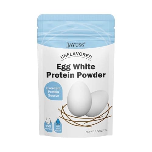 JAYUSS Egg White Protein Powder Unflavored Dried Egg White Powder Pasteurized No Additives Gluten-Free Soy-Free Use in Baking Make Whipped Egg Whites 8 Oz (227g)