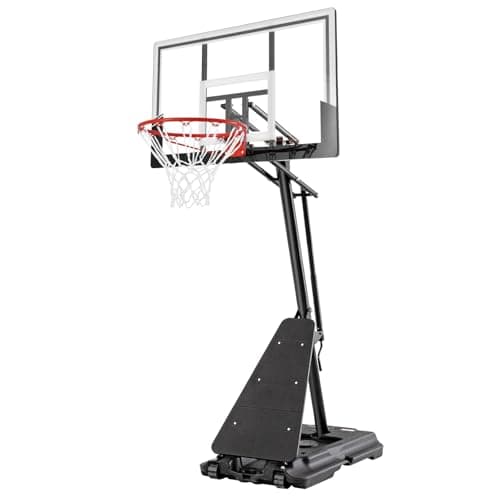 Basketball Hoop Outdoor,Portable Basketball Hoop with Impact Resistant PC Backboard,10FT Height Quickly Adjustable Basketball Goal System with Rebound Plate (White and Black, 48 inch Backboard)