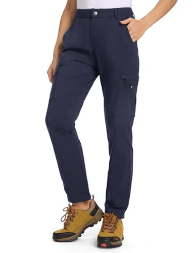 TBMPOY Women's Hiking Cargo Pants Lightweight Water Resistant Quick Dry Fishing Camping Travel Work Pant with 6 Pockets Navy M