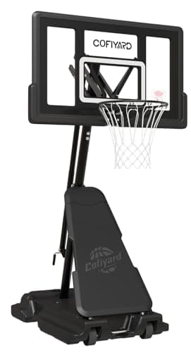 Cofiyard Basketball Hoop Outdoor with 44&48&54In Shatterproof Backboard, 5.25-10FT Height Portable Basketball Hoop with Sandbag, Adjustable Basketball Goal System