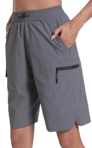 Rrosseyz Women's Hiking Cargo Shorts with Pockets Quick Dry Athletic Gym for Women Exercise Lounge(Charcoal Grey,XL)