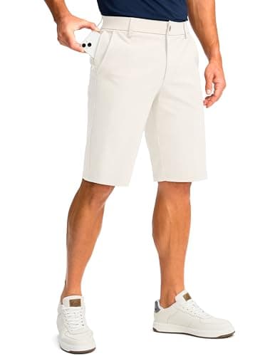 G Gradual Men's Golf Shorts with 4 Pockets 11" Inseam Stretch Quick Dry Casual Work Dress Shorts for Men(Beige,40)