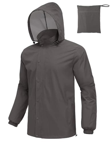 COOFANDY Packable Rain Jacket Lightweight Waterproof Hooded Breathable Fishing Rain Gear for Men