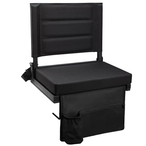 Maeytau Stadium Seats for Bleachers with Back Support, Portable Bleacher Seats with Thick Padded Cushion and Shoulder Strap, Wide Stadium Seat Chair Includes Hooks, Cup Holder and Side Pocket