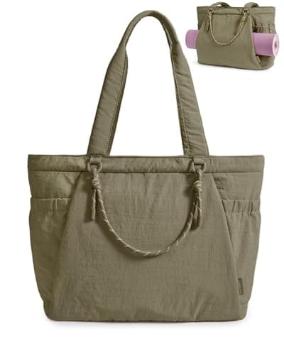 BAGSMART Yoga Tote Bag for Women with Knotted Handle, Lightweight Pilates Bag with Yoga Mat Holder, Gym Bag for Work Travel