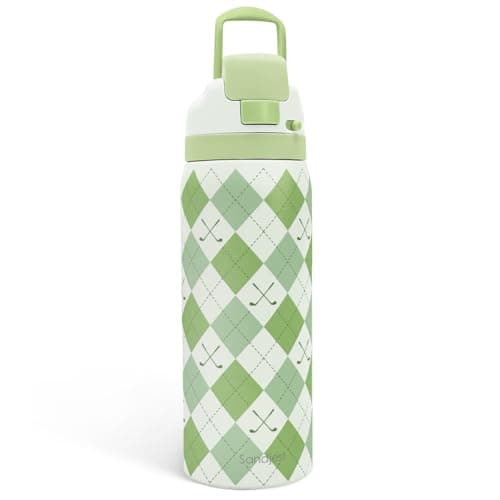 Golf Insulated Stainless Steel Water Bottle with Straw for Sports and Travel, Preppy Style, 32oz, Gifts for Golf Lover Women Girls Friends Teens Birthday Christmas